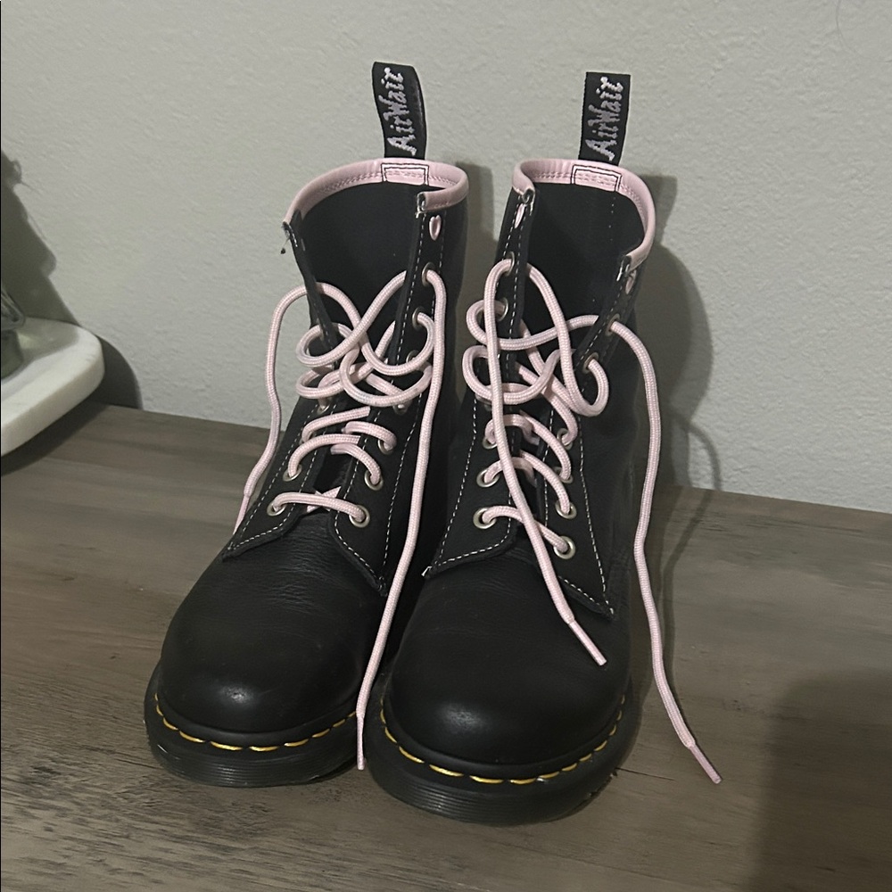 Dr. Martens Black Boots with Pink Laces